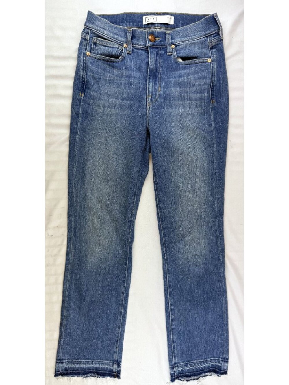 AYR The Rocker Straight Legs Raw Hem Jeans Size 28 Medium Wash